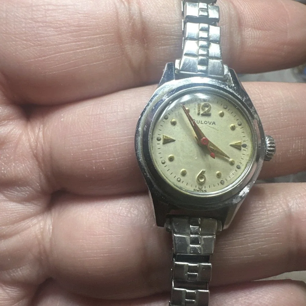 Works VTG BULOVA 1950's Mermaid Ladies watch Swiss Manual wind 21mm Fit 7in RARE